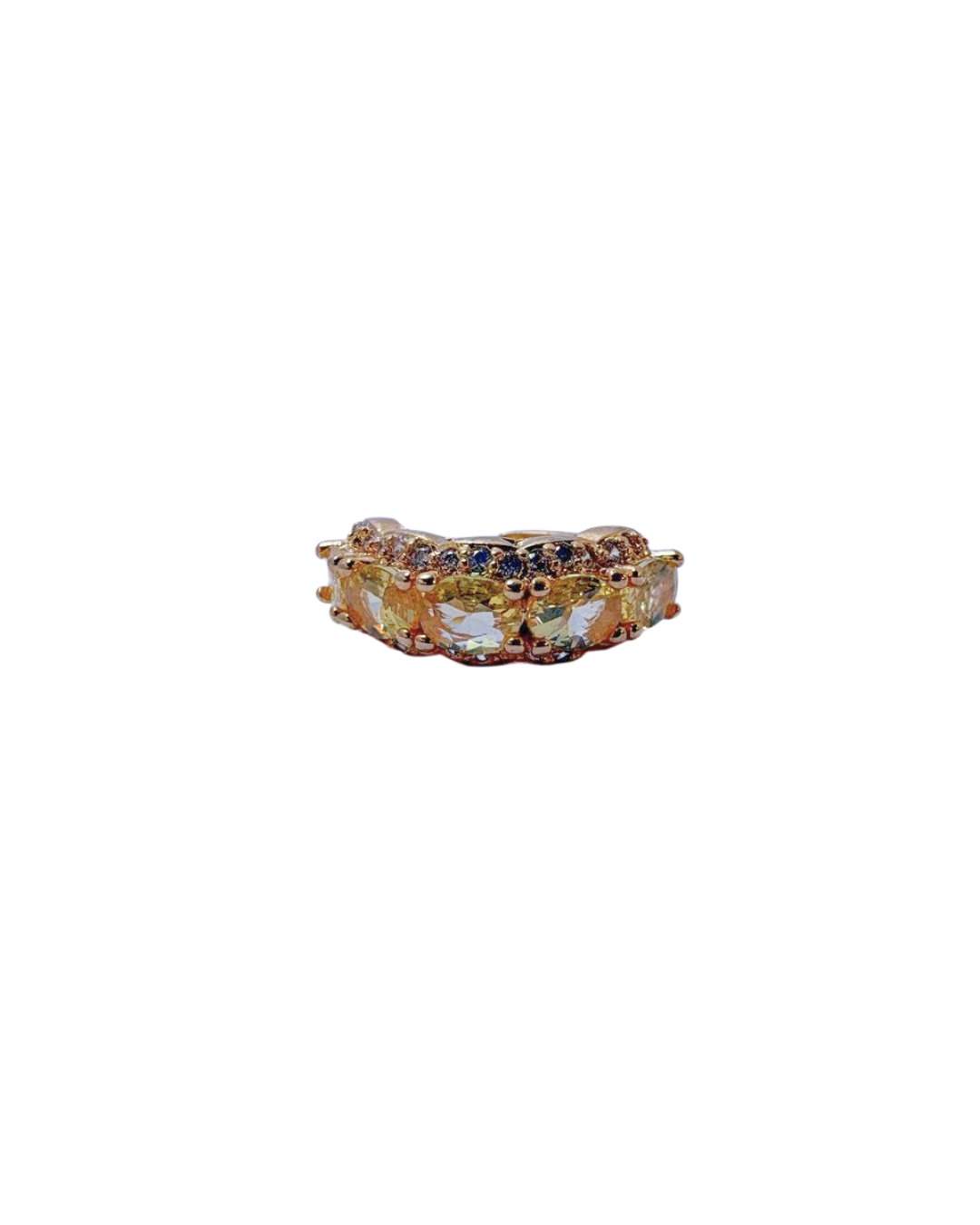 Piercing falso oval cravejado safira amarelo