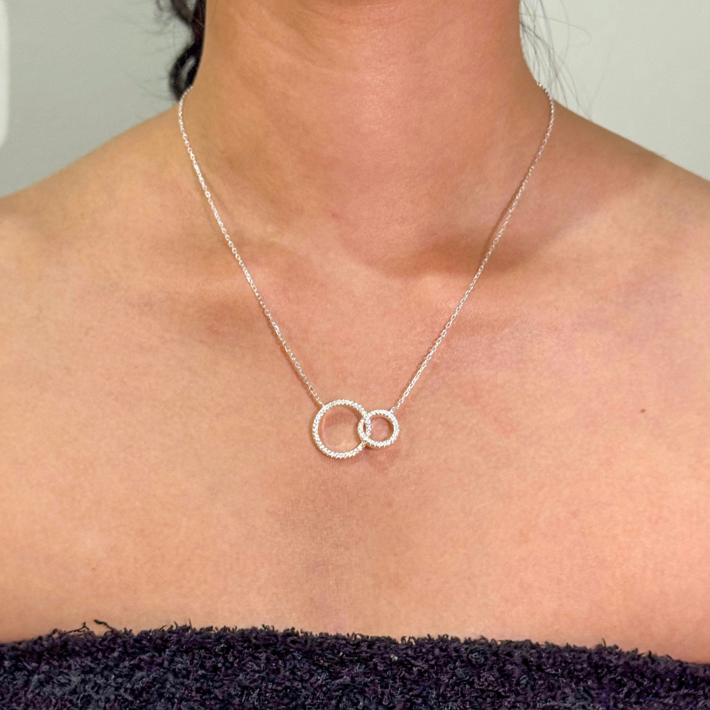 Corrente Argola Elos Cravejado com Zircônia Cristal em Prata 925