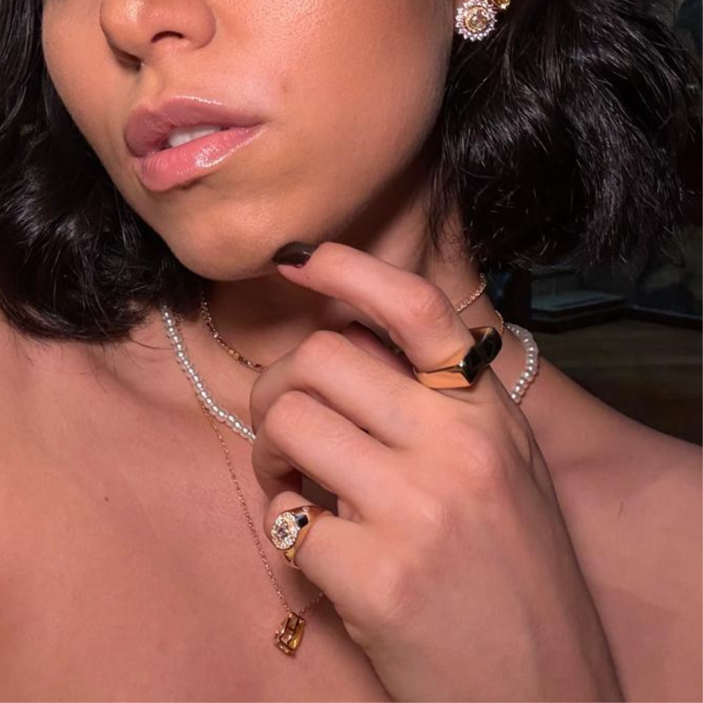 Anel Orgânico Liso Banhado a Ouro 18k