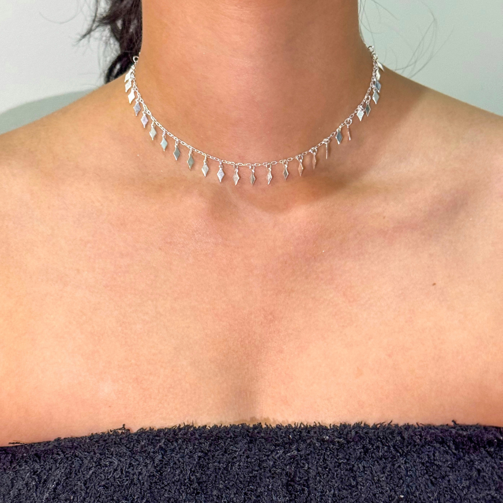 Choker Losangos Suspensos em Prata 925