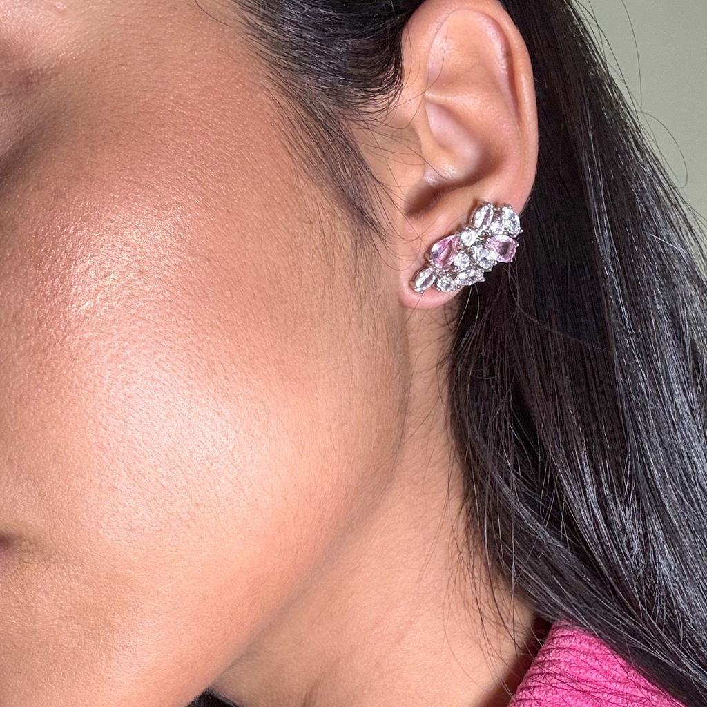 Ear cuff mix gotas ródio branco