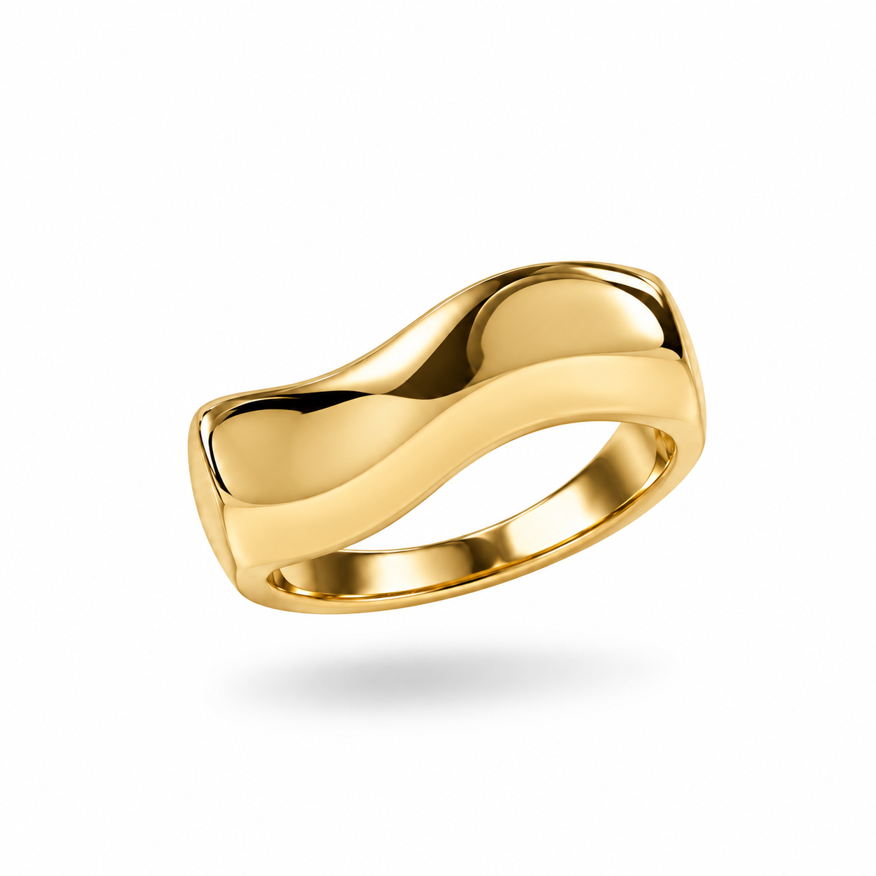 Anel Orgânico Liso Banhado a Ouro 18k