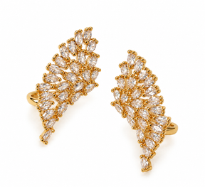Ear Cuff Zircônias Banhado a Ouro 18k